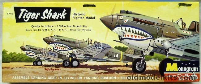 Monogram 1/48 Curtiss P-40B Tiger Shark (Warhawk) - USAAF / RAF / Chinese AVG Flying Tigers - Four Star Issue, PA96-98 plastic model kit